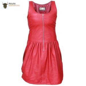 Ladies GENUINE LAMBS LEATHER RED SEXY DRESS