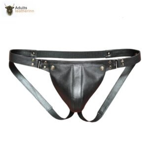 Mens Underwear Genuine Real Lambskin Leather Cod Piece Thong Jock Jockstraps Fetish