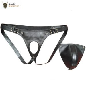 Mens Underwear Genuine Real Lambskin Leather Cod Piece Thong Jock Jockstraps Fetish