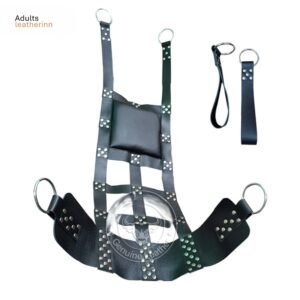 Super Premium Black Leather Web Sex Swing Sling for Adult Play