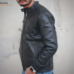 Biker Leather Jacket Real Sheep Leather Zipper