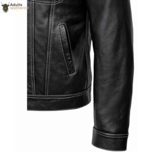 Men TRUCKER Jacket Classic Black 100% REAL Cowhide Leather Classic Style 1280