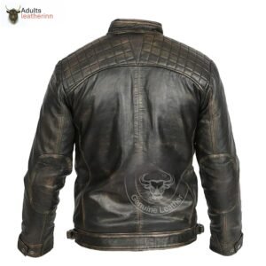 Mens Cowhide Black Leather Jacket Distressed Tanned Soft Bikers Jacket Most Sizes
