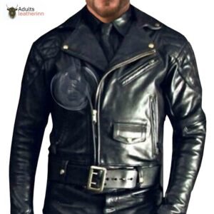 Men's Real Cowhide Leather Quilted Panels Bikers Jacket Thick Cow Leather Bikers Jacket