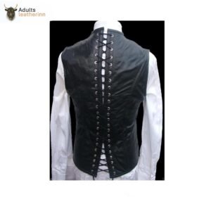 Men's Real Leather Steel Boned STEAMPUNK Waistcoat Vest Corset GOTH Victorian