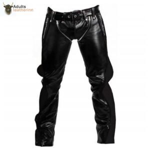 Mens Black Cowhide Leather Bondage Jeans BLUF Breeches Trousers Pants Bikers Jeans
