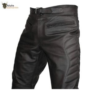 Mens Black Real Cowhide Leather Bikers Trousers Bikers Jeans Bikers Pants