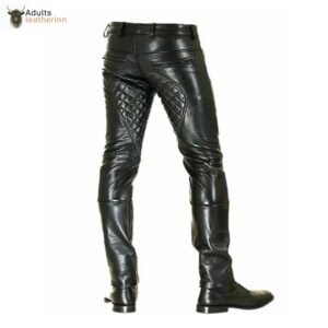 Men's Original Leather Trouser Jeans Breeches Padded Pants BLUF Lederhosen Bikers