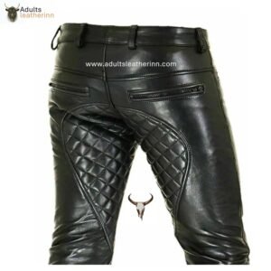 Men's Original Leather Trouser Jeans Breeches Padded Pants BLUF Lederhosen Bikers