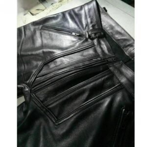 Mens Real Cowhide Leather Pants Double Zipped Jean Trousers BLUF Pants Bikers