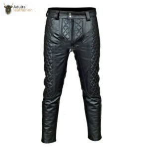 Men's Real Cowhide Leather Pants Punk Kink Jeans Trousers BLUF Pants Bikers Breeches