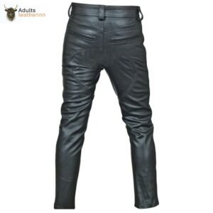 Men's Real Cowhide Leather Pants Punk Kink Jeans Trousers BLUF Pants Bikers Breeches