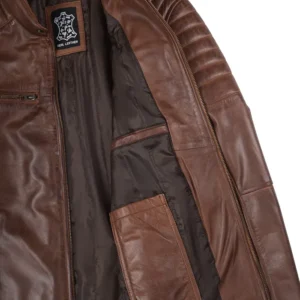 Men’s Black Cafe Racer Style Leather Jacket | Padded Shoulders