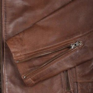 Men’s Black Cafe Racer Style Leather Jacket | Padded Shoulders