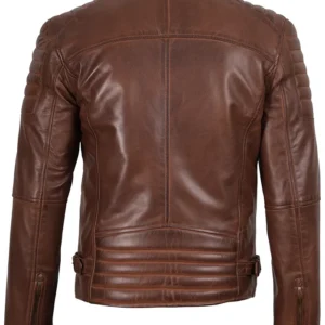 Men’s Black Cafe Racer Style Leather Jacket | Padded Shoulders