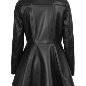 Clarissa Womens Black Asymmetrical Peplum Leather Jacket