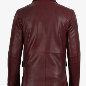 Men's Black Three Button Lambskin Leather Blazer