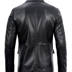 Mens Two Button Cognac Wax Leather Blazer