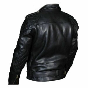 Men Genioun Real Leather Quilted Panels Bikers Jacket Thick Cow Leather Bikers Jacket
