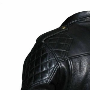 Men Genioun Real Leather Quilted Panels Bikers Jacket Thick Cow Leather Bikers Jacket