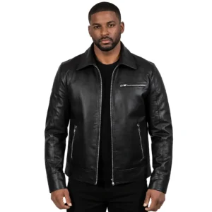 Shadow Rider Men's Black Cafe Racer Leather Jacket – Top-Grain Sheep Leather