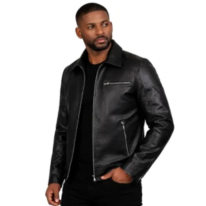 Shadow Rider Men's Black Cafe Racer Leather Jacket – Top-Grain Sheep Leather