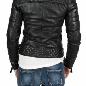 Women’s Lambskin Motorcycle Leather Bomber Jacket