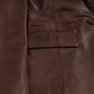 Women's Black Lambskin Single-Button Notch Lapel Blazer