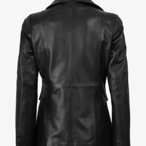 Women's Black Lambskin Single-Button Notch Lapel Blazer
