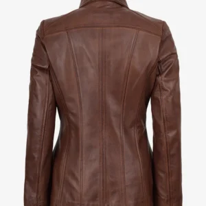 Marsha Women's Shirt-Collar Black Leather Car Coat